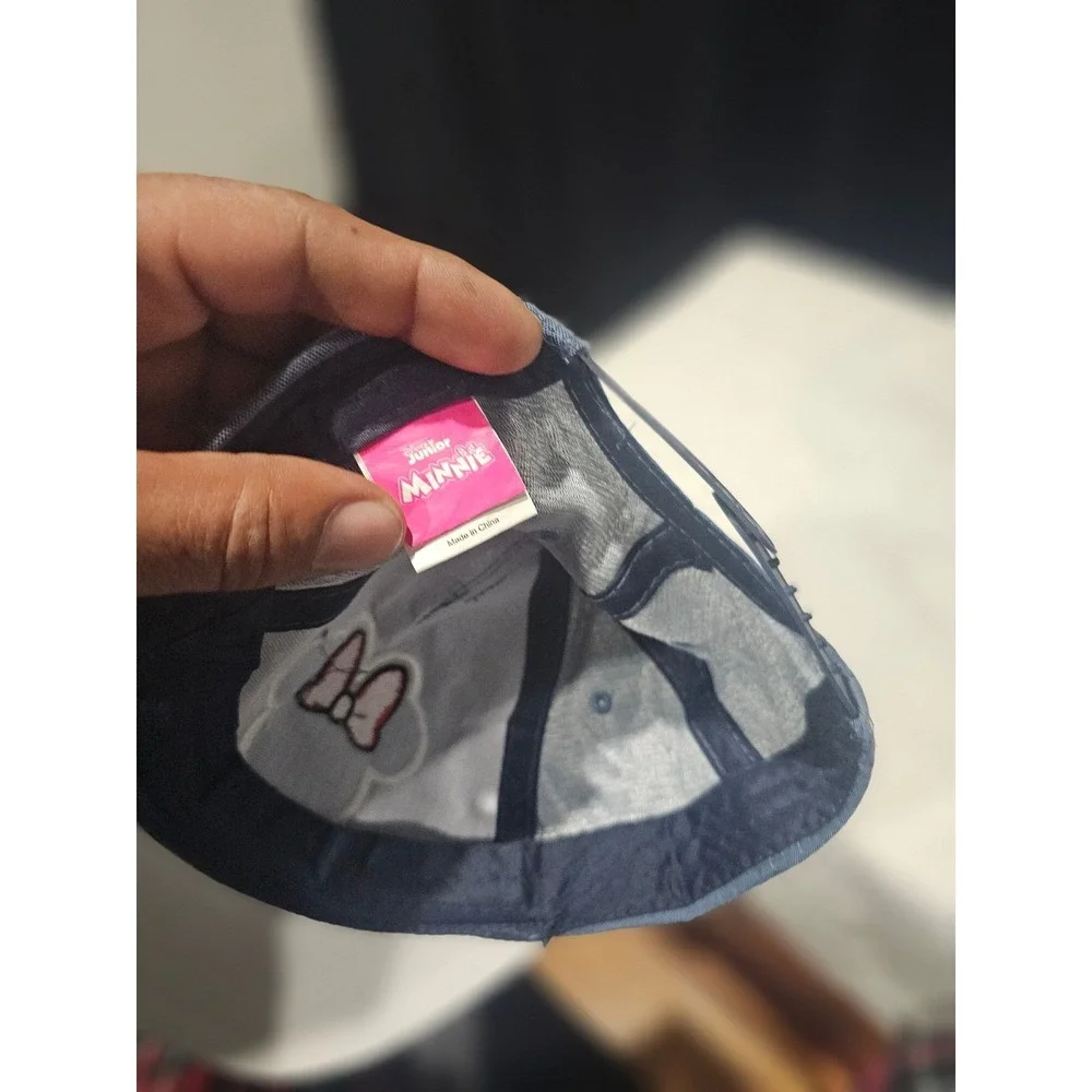 Disney Junior Minnie Mouse Girls Chambray Blue Baseball Cap Hat Snapback Bows